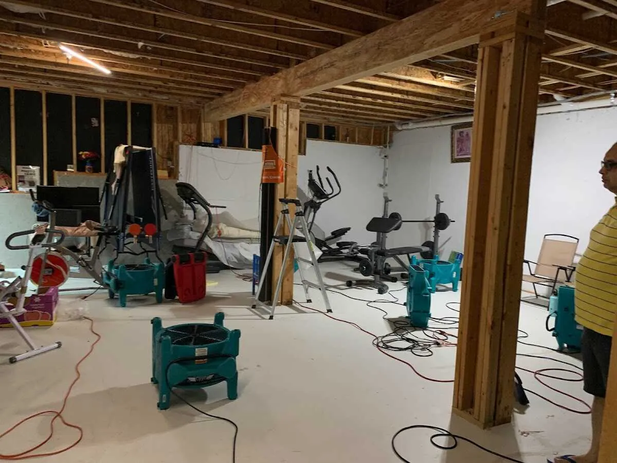 Basement drying equipment setup for Contents Cleaning & Restoration in West Valley City